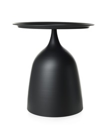 Photo of One stylish black round coffee table isolated