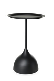Photo of One stylish black round coffee table isolated
