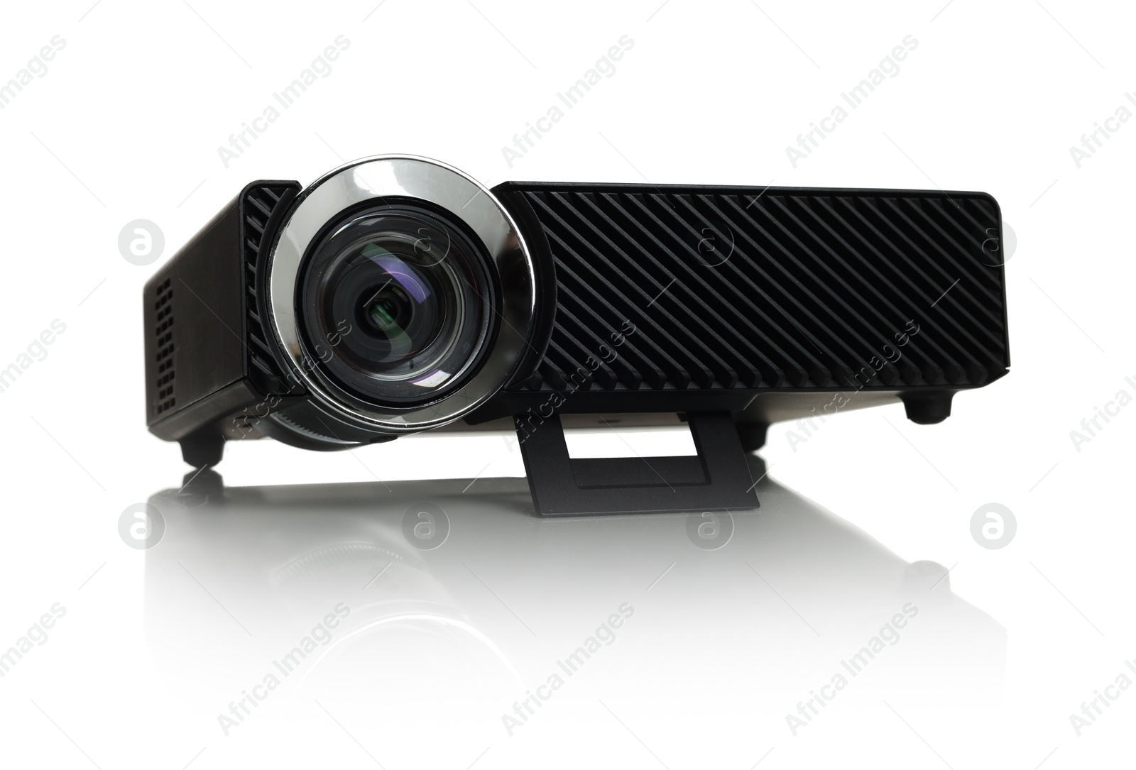 Photo of One modern video projector isolated on white