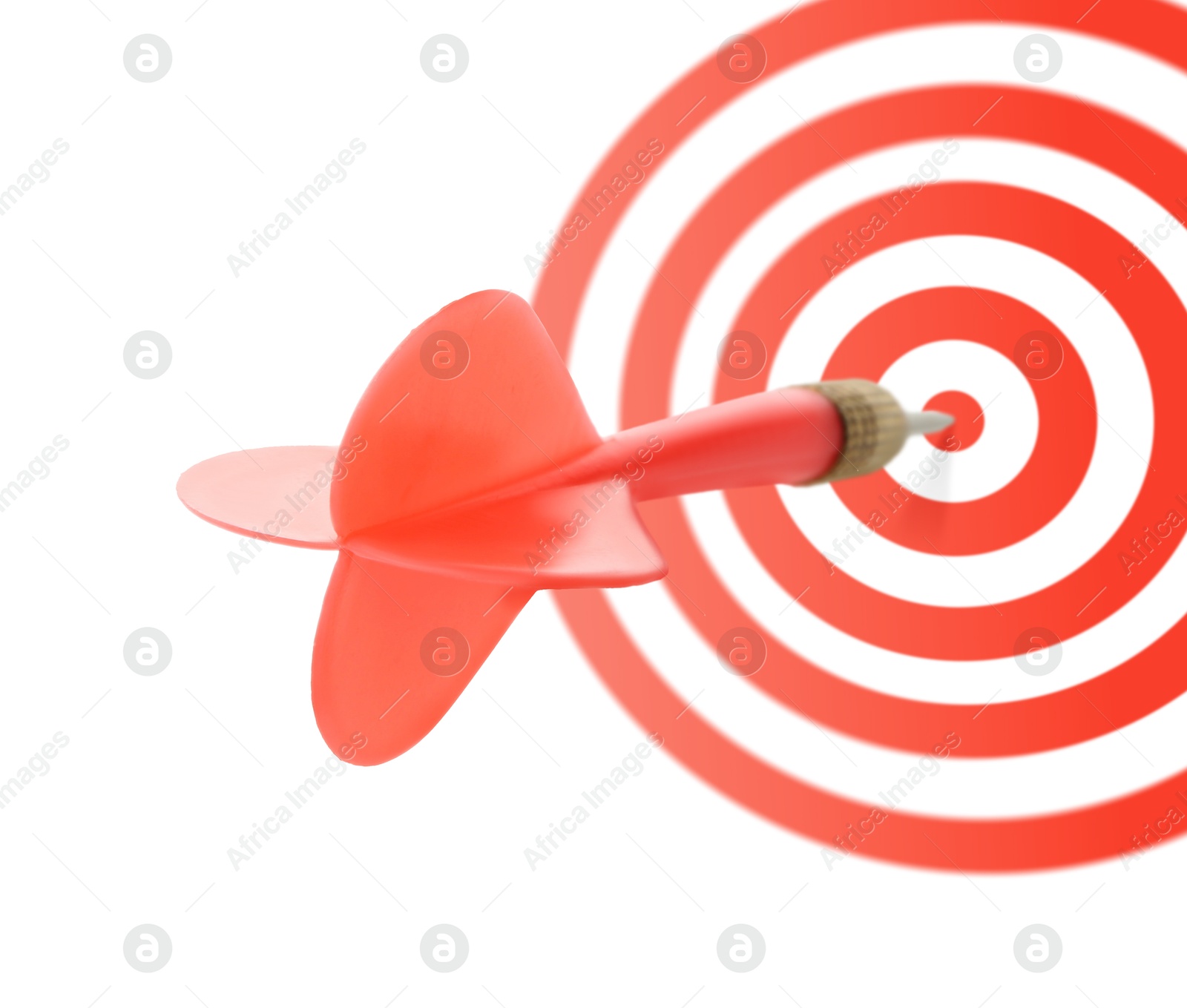 Targeting. One dart in center of bullseye on white background Image of Targeting. One dart in center of bullseye on white background