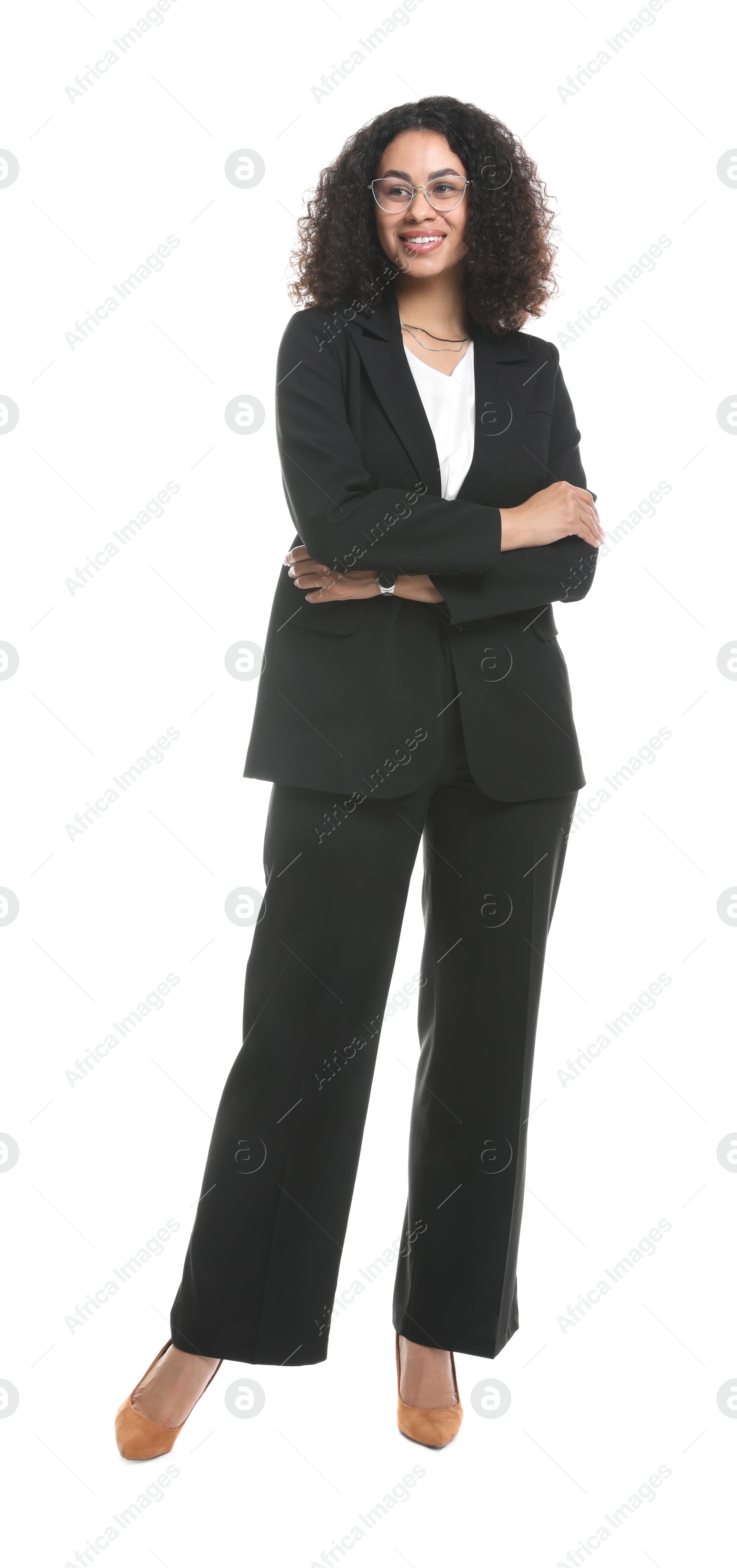 Full-length portrait of professional psychologist on white background Photo of Full-length portrait of professional psychologist on white background