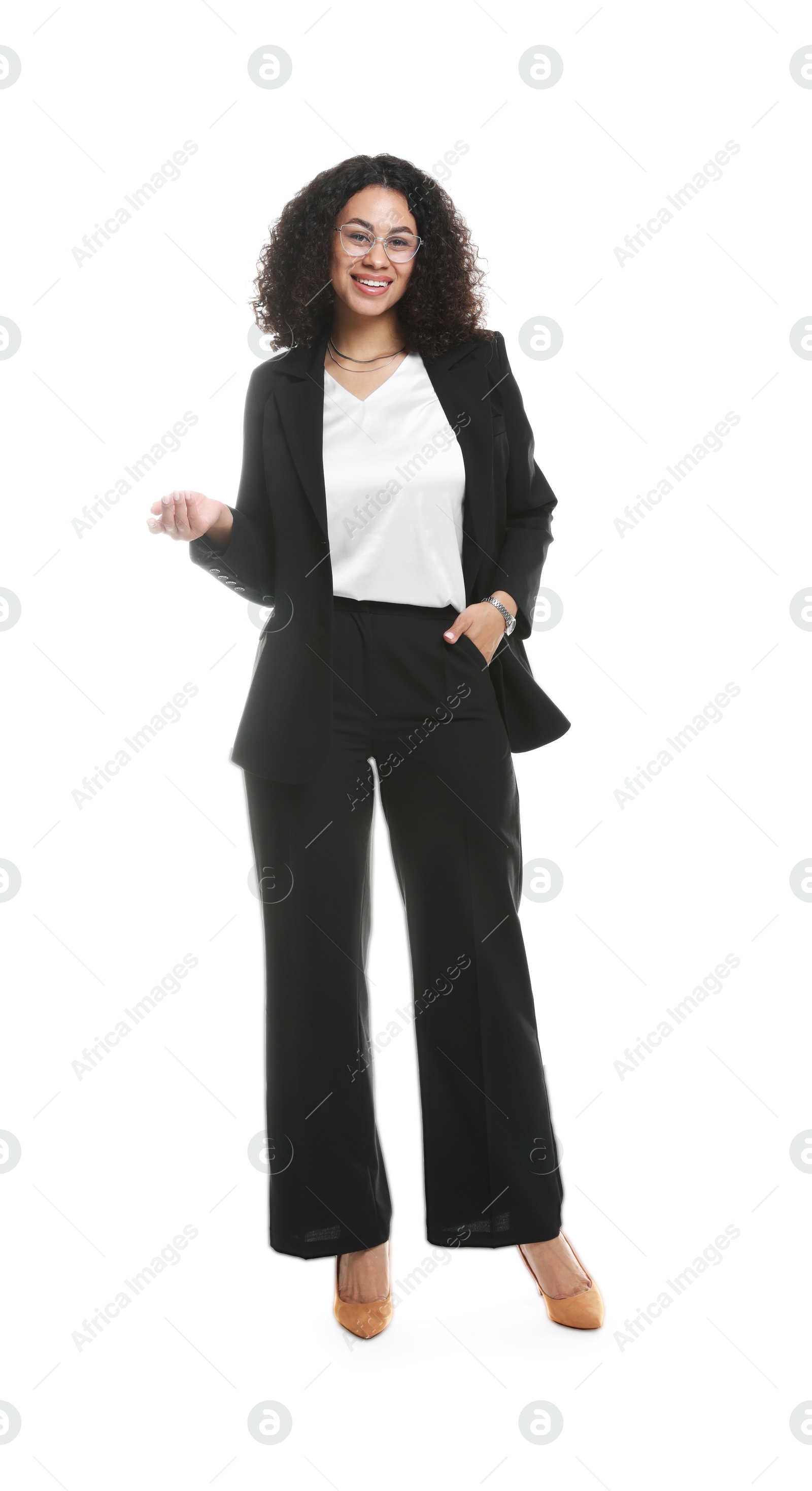 Full-length portrait of professional psychologist on white background Photo of Full-length portrait of professional psychologist on white background
