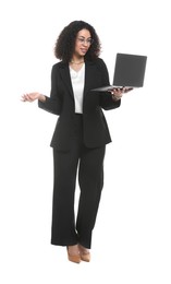Photo of Professional psychologist with laptop on white background