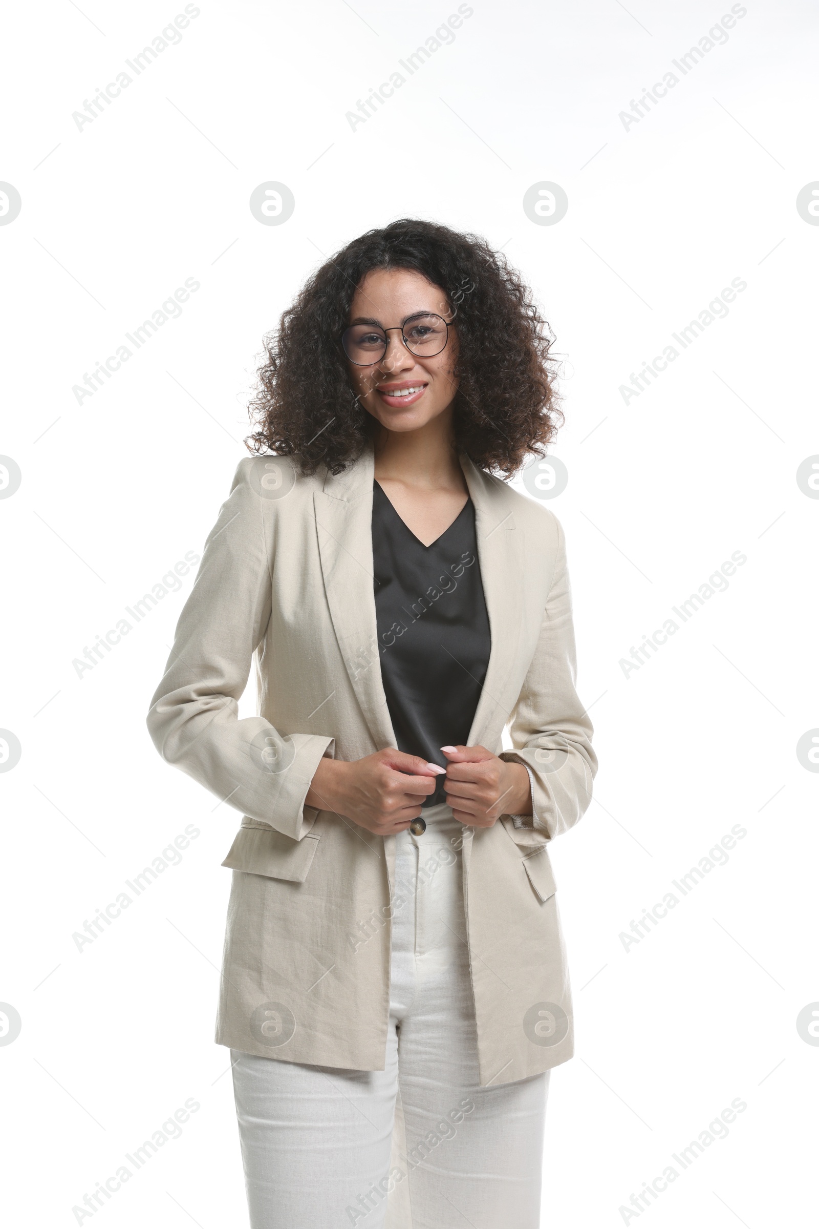 Portrait of professional psychologist on white background Photo of Portrait of professional psychologist on white background