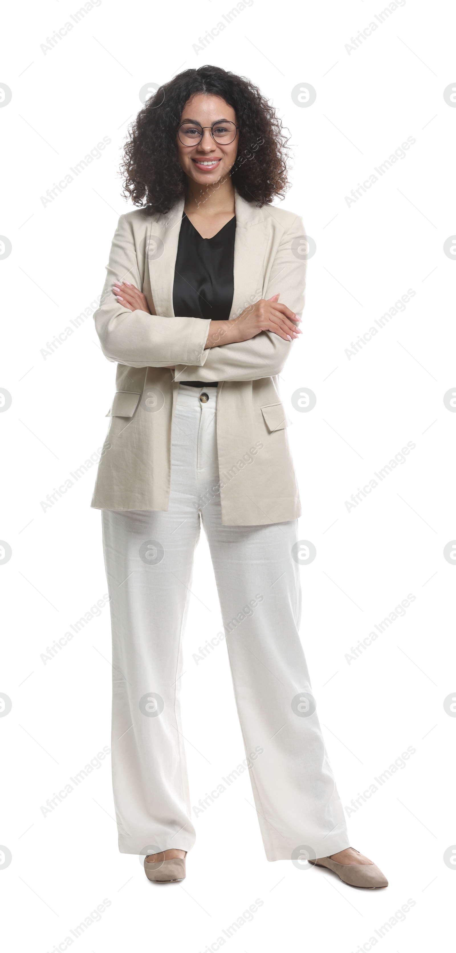Full-length portrait of professional psychologist on white background Photo of Full-length portrait of professional psychologist on white background