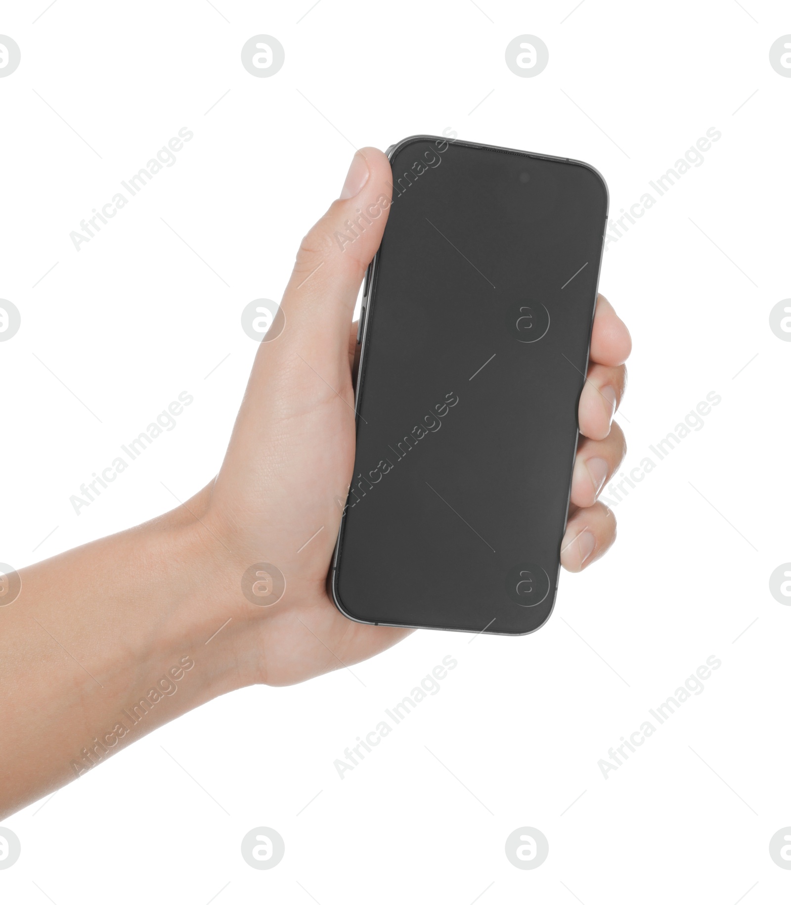 Man with modern smartphone on white background, closeup. Mockup for design Photo of Man with modern smartphone on white background, closeup. Mockup for design