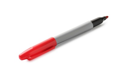 Photo of One red color marker isolated on white