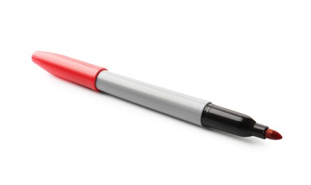 Photo of One red color marker isolated on white