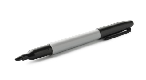 Photo of One black color marker isolated on white
