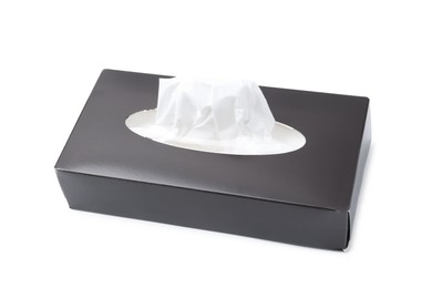 Photo of Box with paper handkerchiefs isolated on white