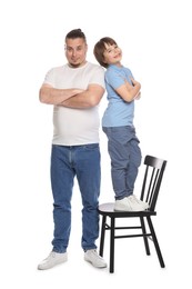 Photo of Father with his son on white background