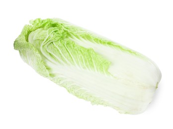 Photo of One fresh Chinese cabbage isolated on white, above view