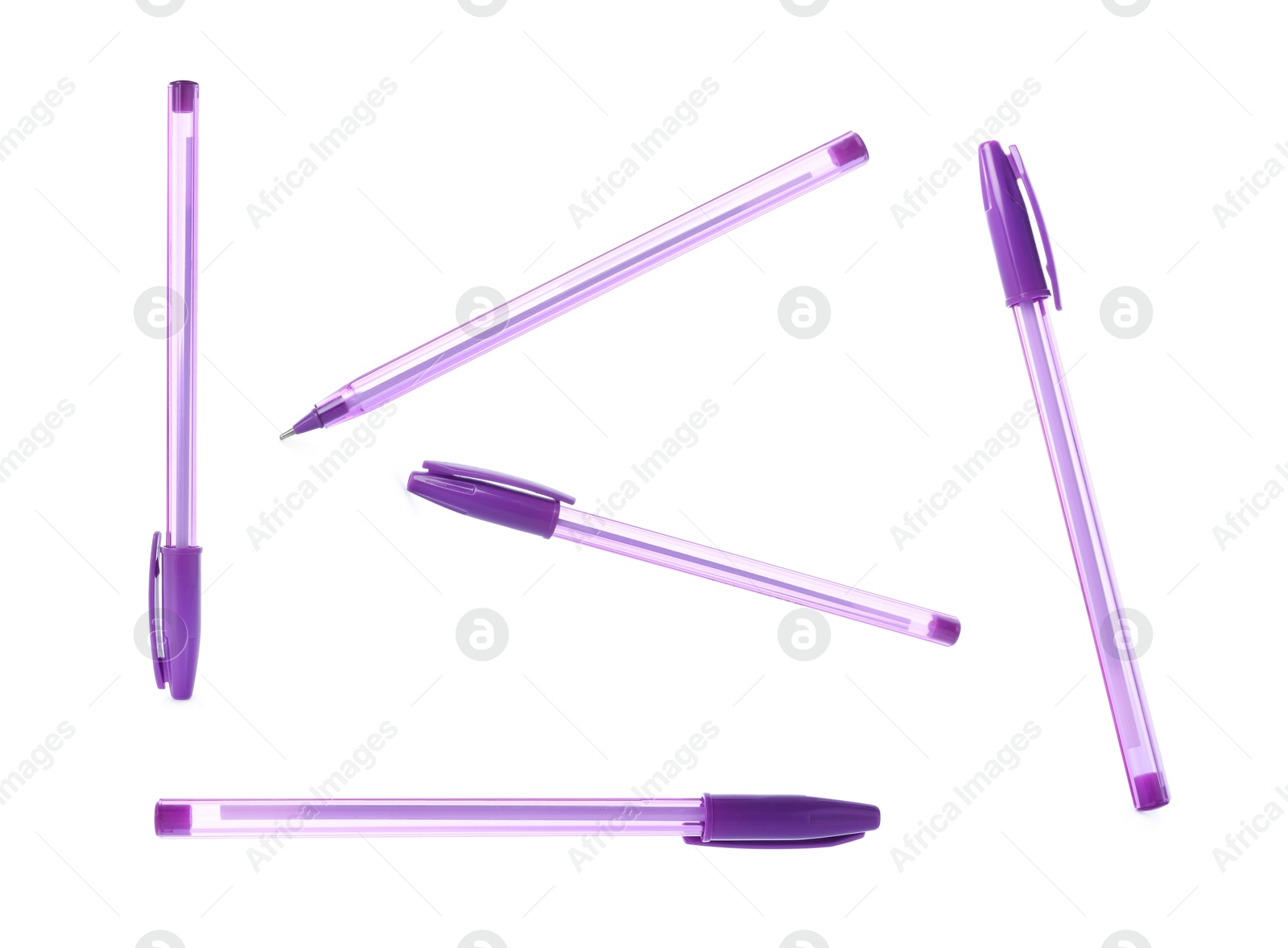 Image of Ballpoint pen isolated on white, collage. Stationery