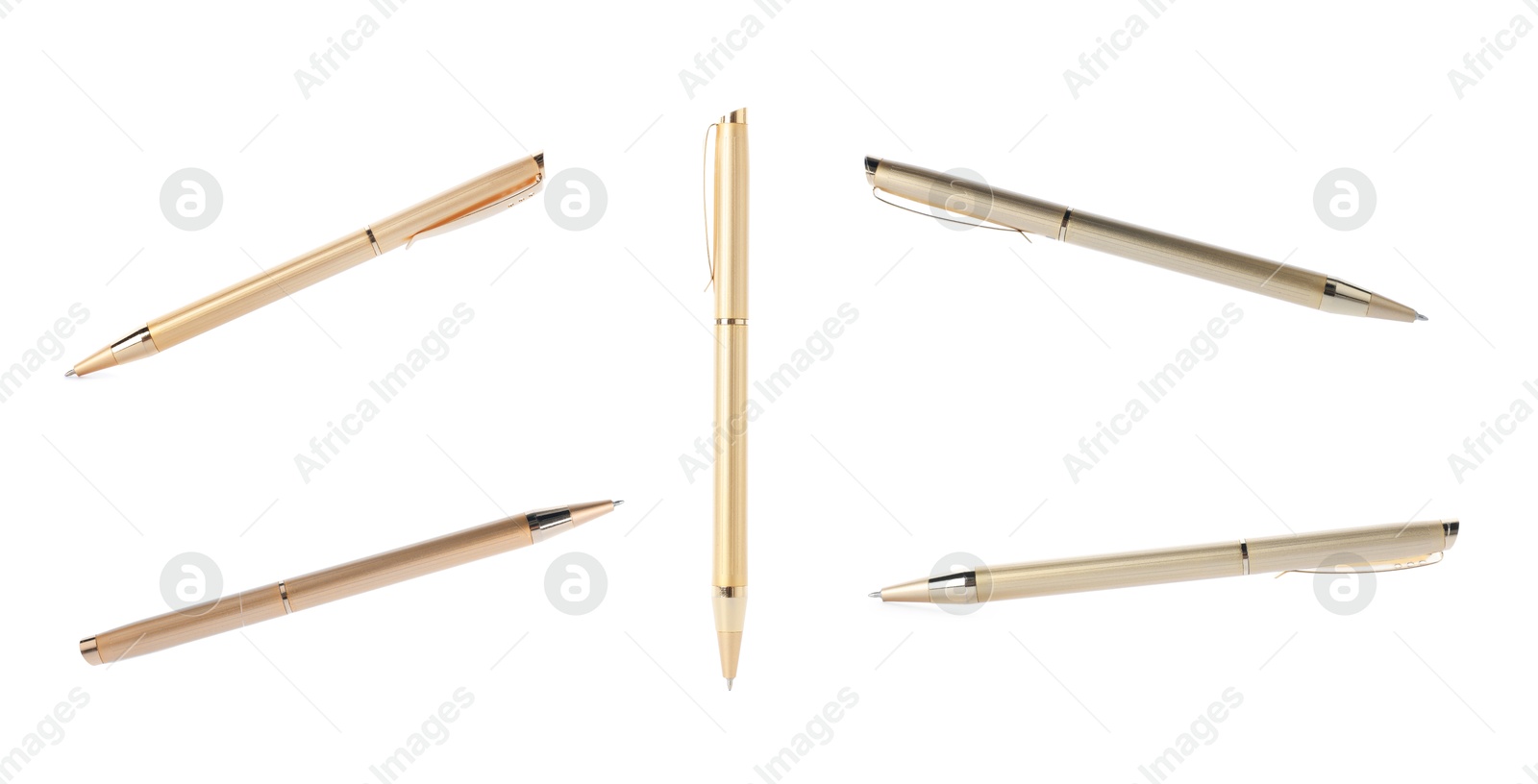 Image of Ballpoint pen isolated on white, collage. Stationery