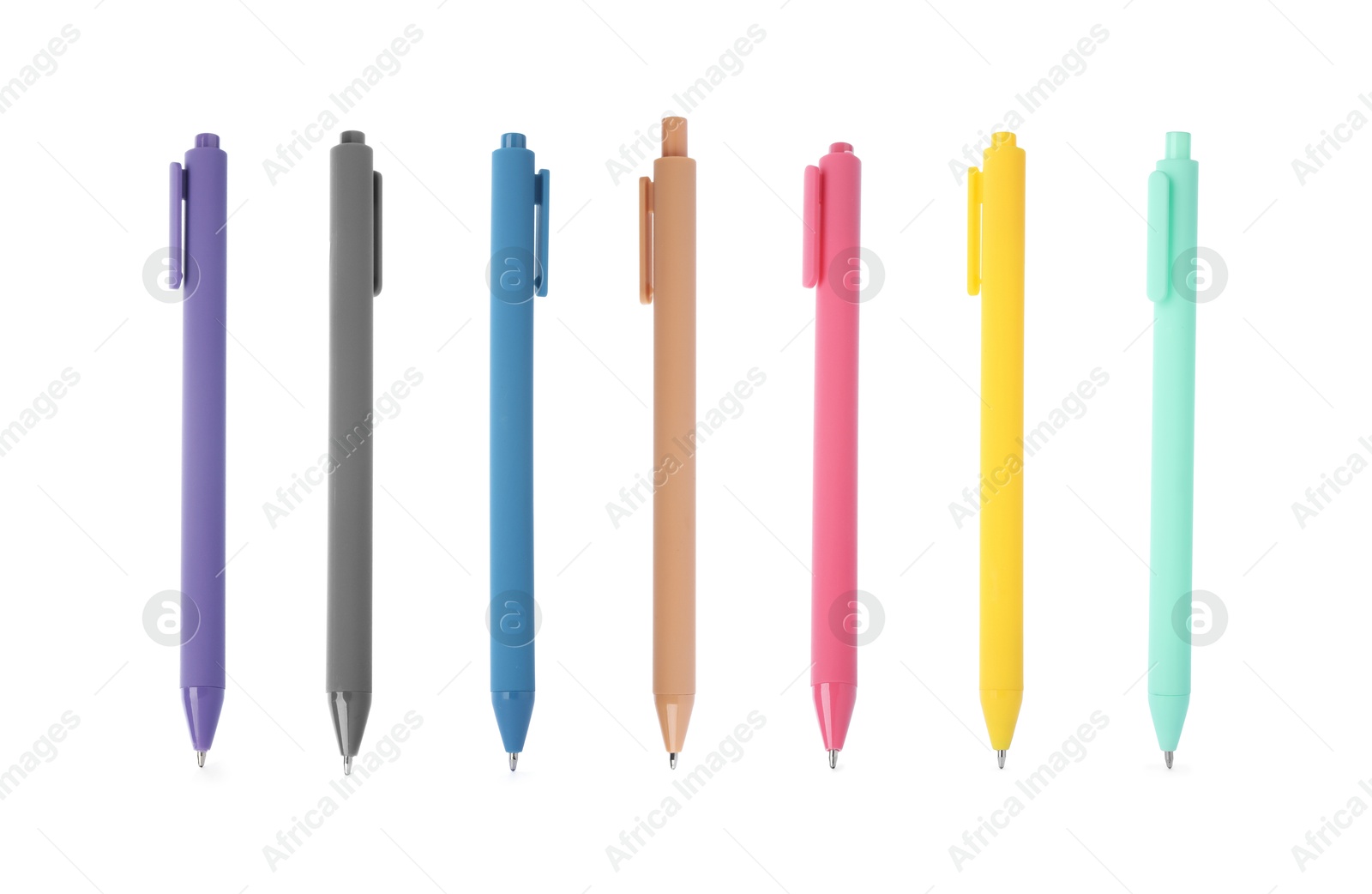 Different pens isolated on white, set. Stationery Image of Different pens isolated on white, set. Stationery