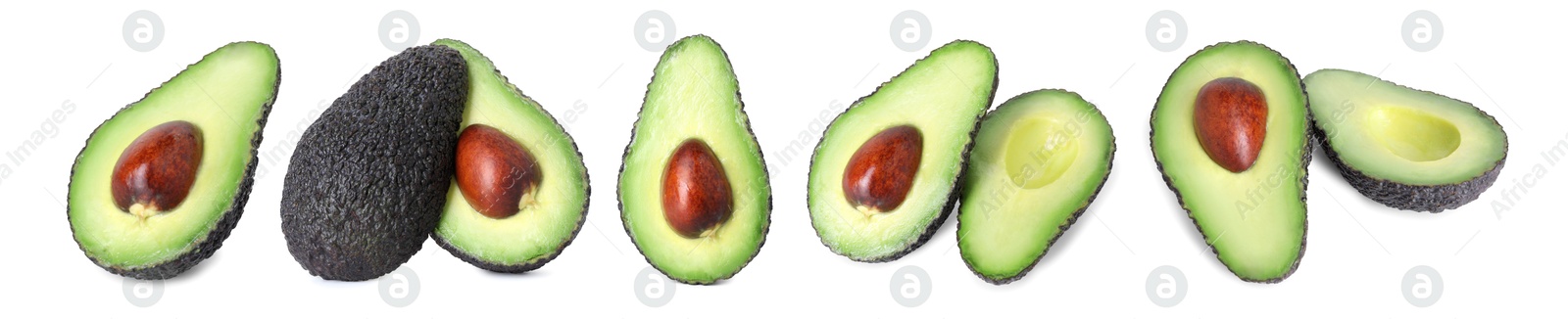 Fresh avocado fruits isolated on white, set Image of Fresh avocado fruits isolated on white, set