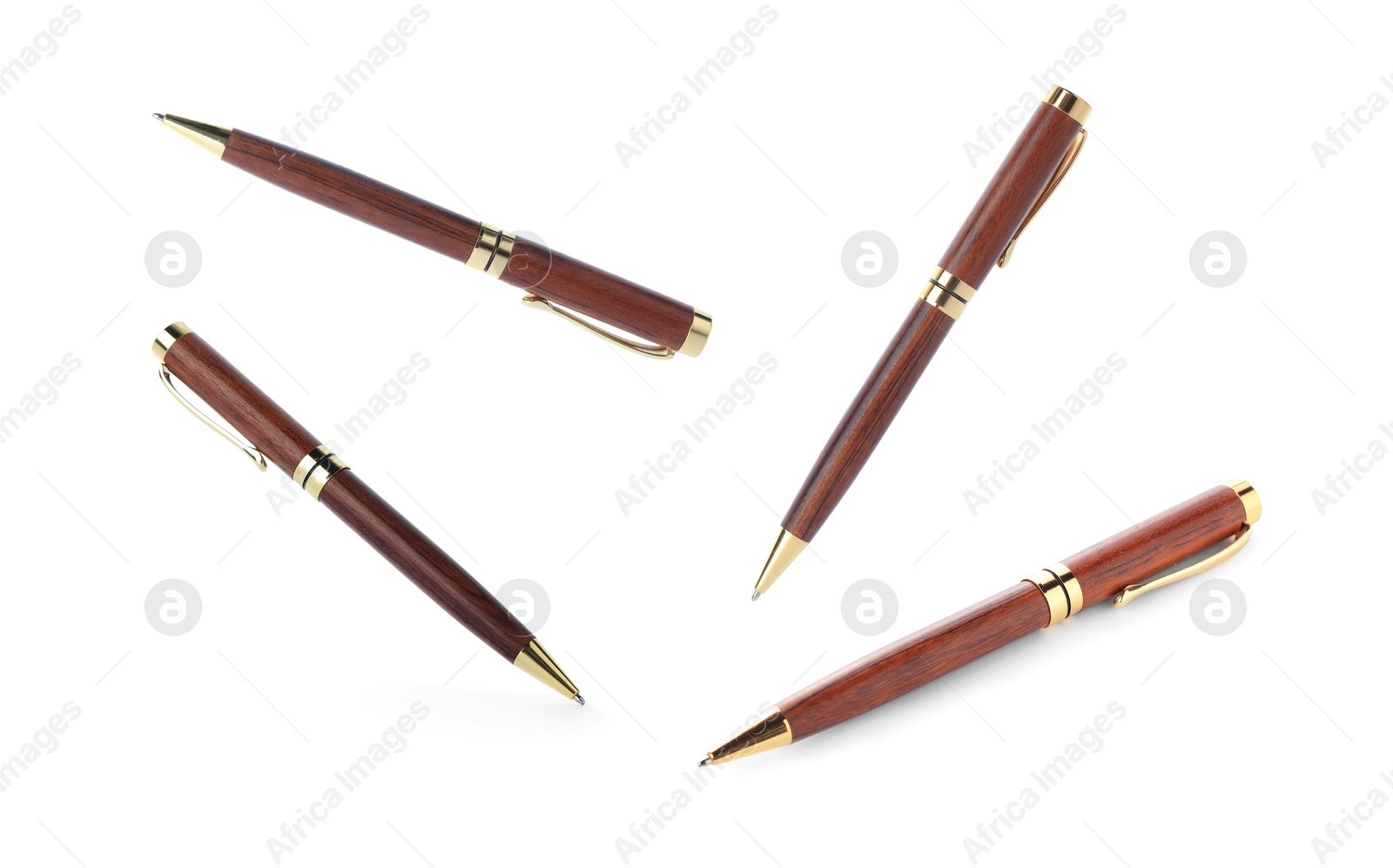 Image of Ballpoint pen isolated on white, collage. Stationery