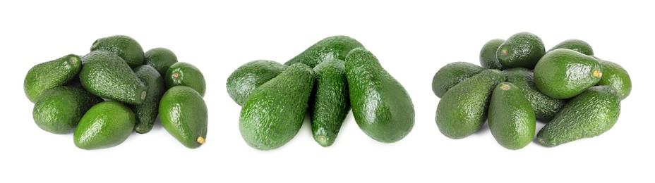 Image of Fresh avocado fruits isolated on white, set