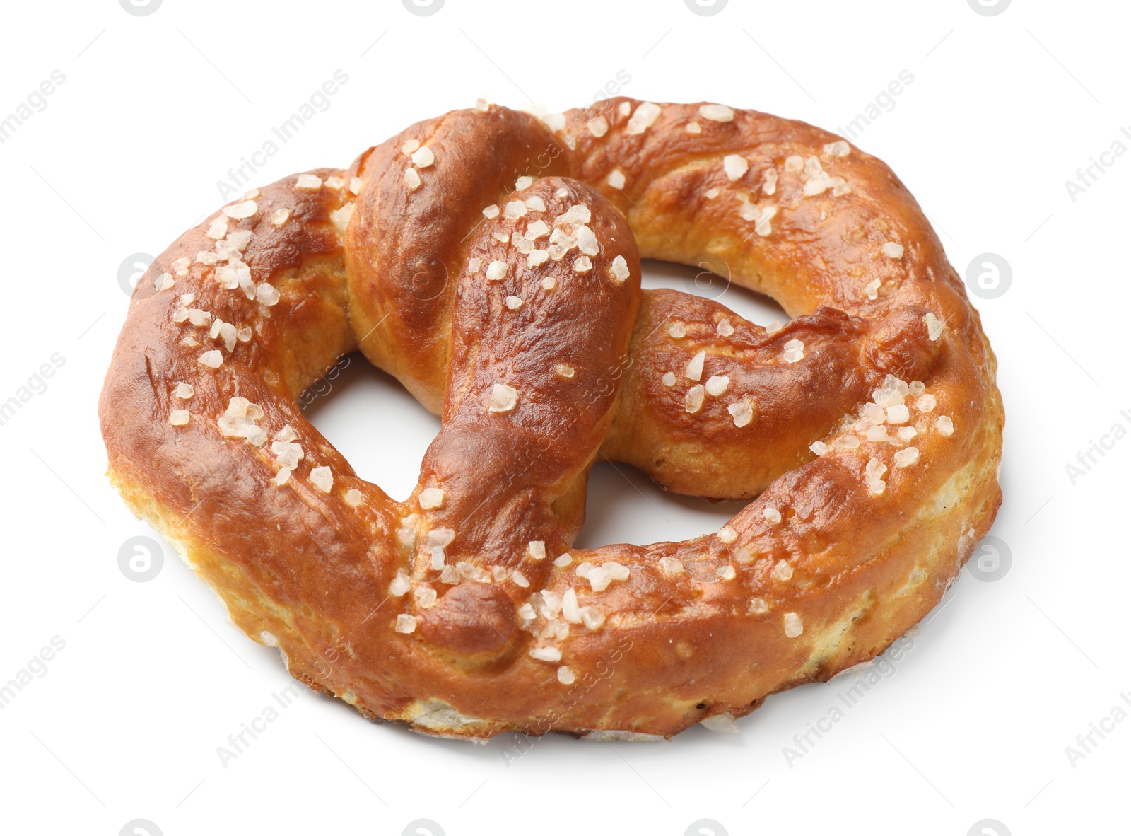 Tasty pretzel with salt isolated on white Photo of Tasty pretzel with salt isolated on white