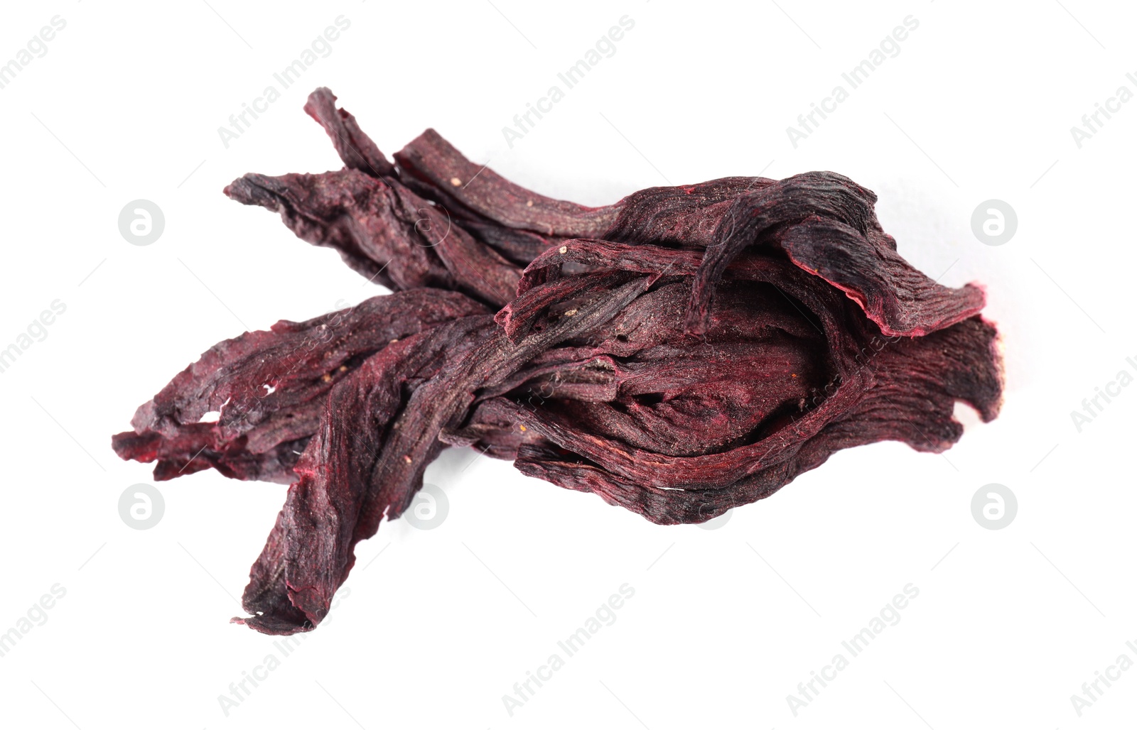 Hibiscus tea. Dried roselle sepal isolated on white Photo of Hibiscus tea. Dried roselle sepal isolated on white
