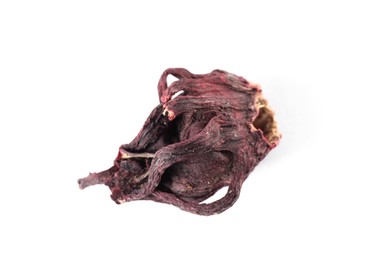 Photo of Hibiscus tea. Dried roselle sepal isolated on white