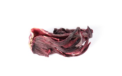 Photo of Hibiscus tea. Dried roselle sepal isolated on white