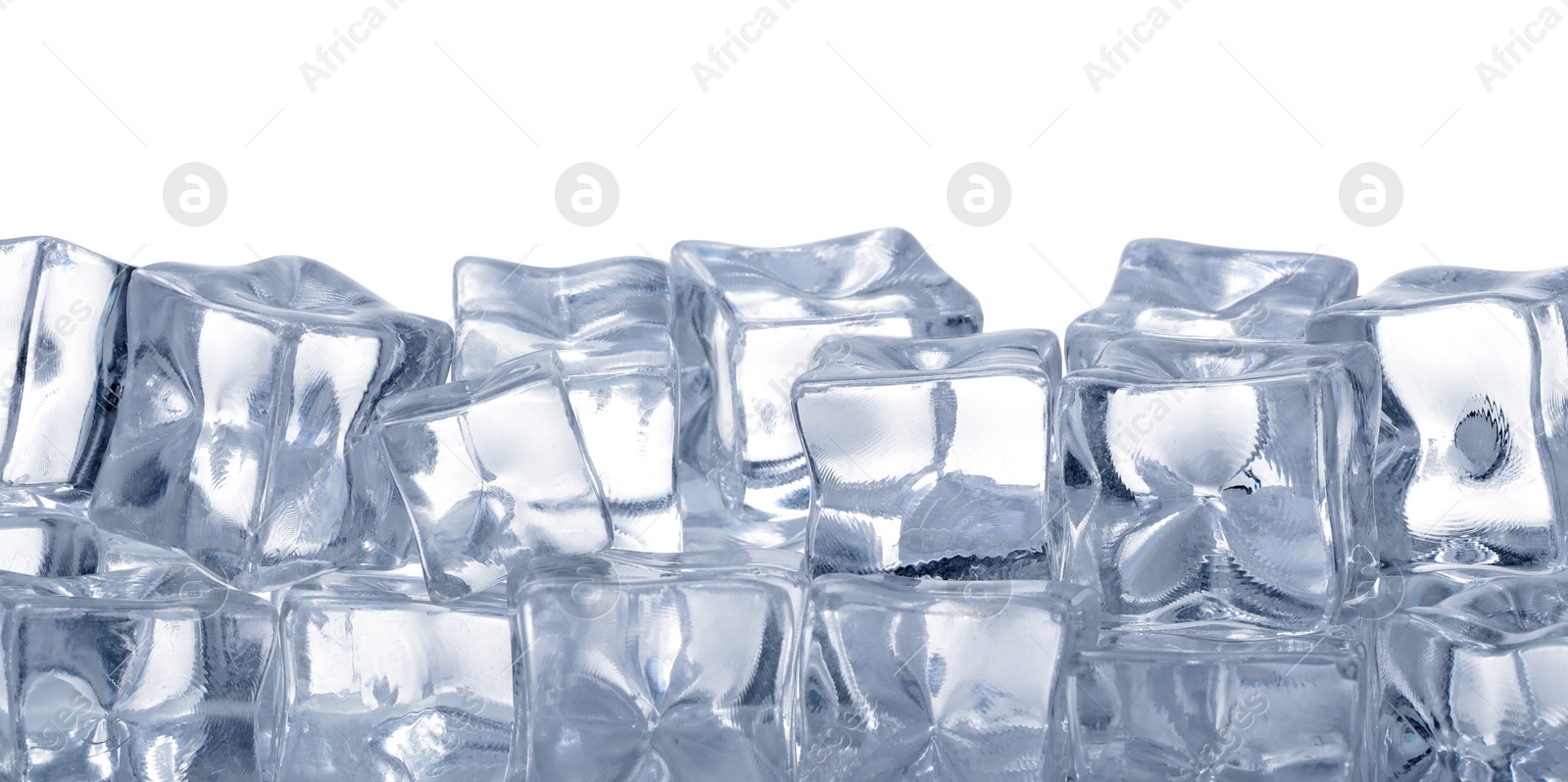 Cubes of clear ice on white background Photo of Cubes of clear ice on white background