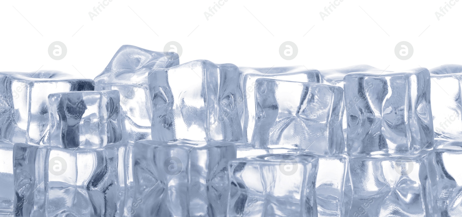 Cubes of clear ice on white background Photo of Cubes of clear ice on white background