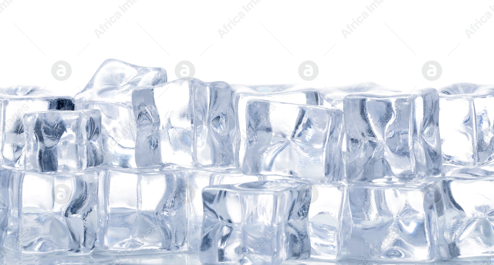 Cubes of clear ice on white background Photo of Cubes of clear ice on white background