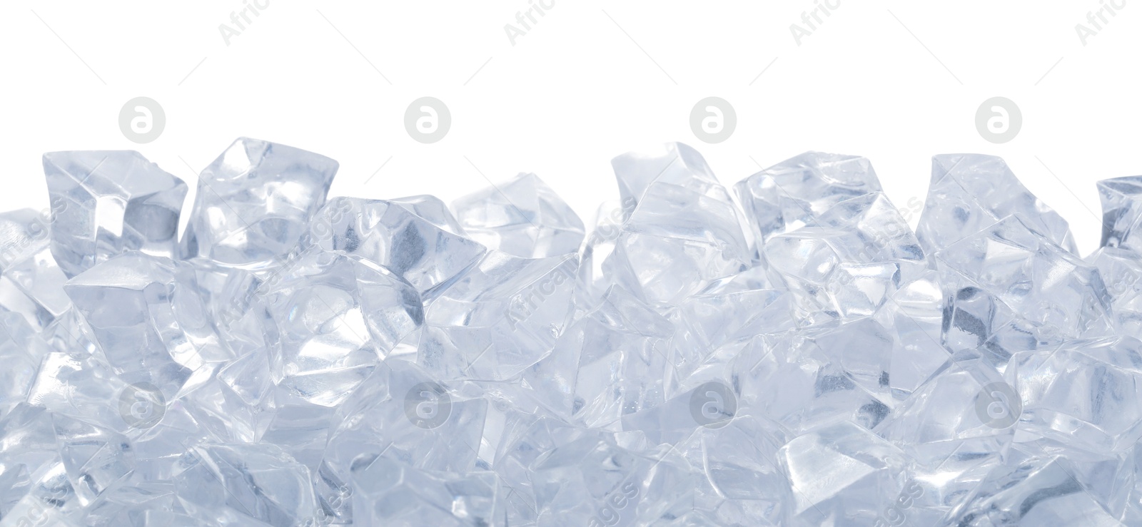Cubes of clear ice on white background Photo of Cubes of clear ice on white background