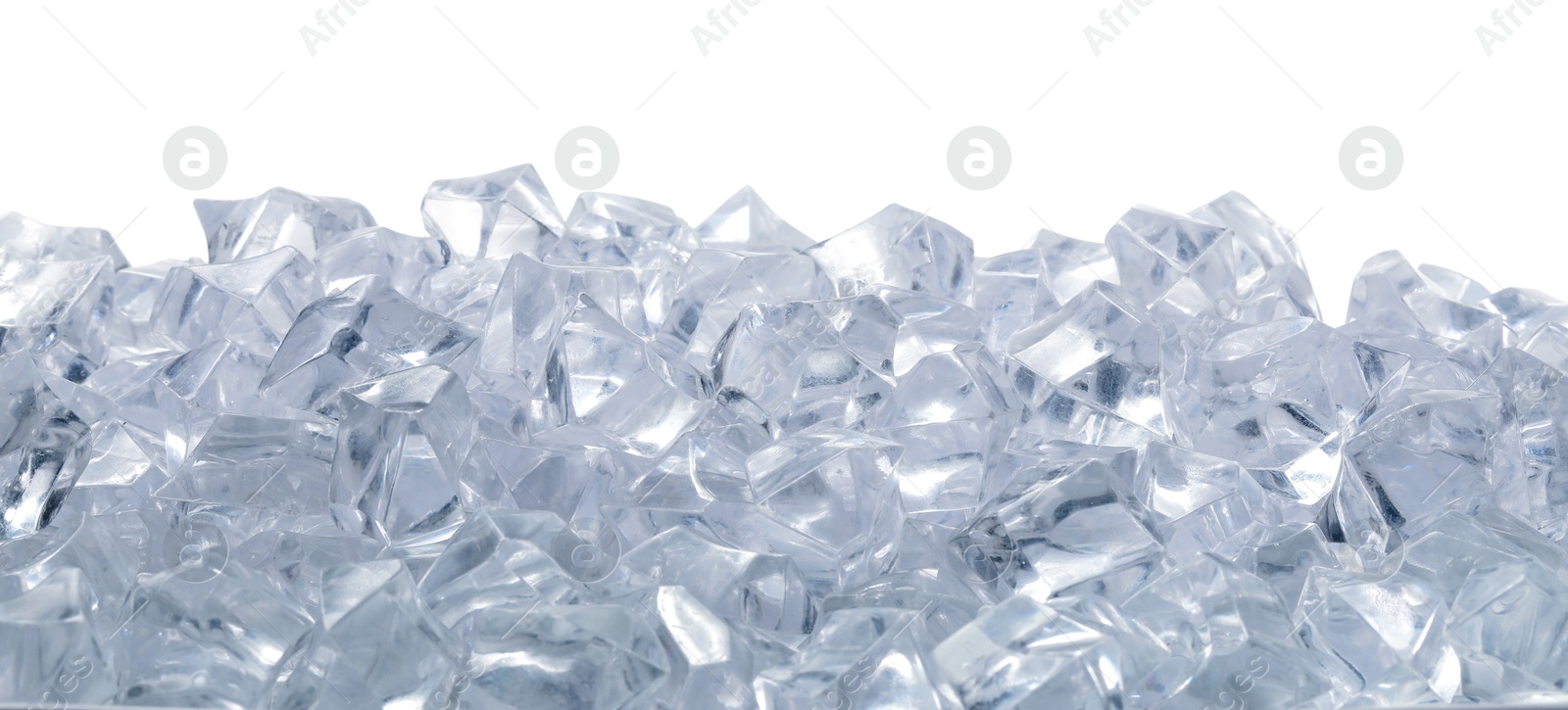 Cubes of clear ice on white background Photo of Cubes of clear ice on white background