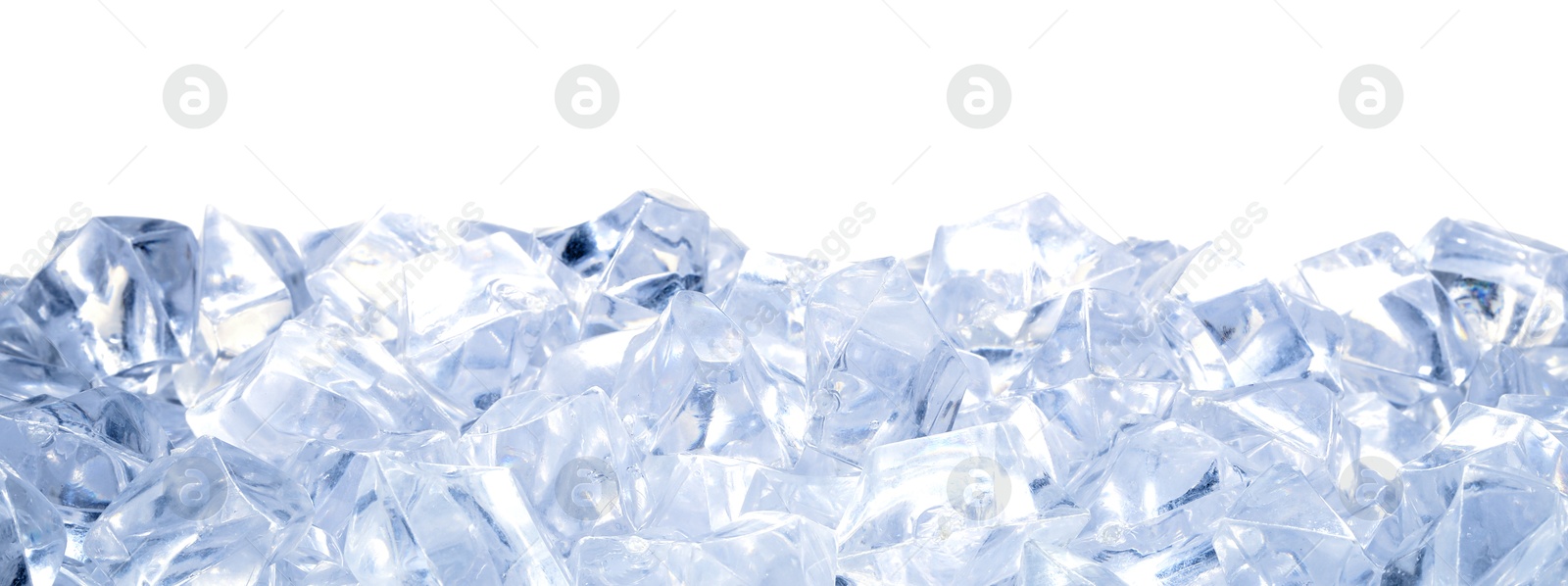 Cubes of clear ice on white background Photo of Cubes of clear ice on white background