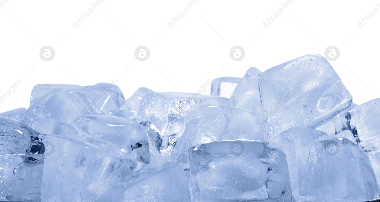 Cubes of clear ice on white background Photo of Cubes of clear ice on white background