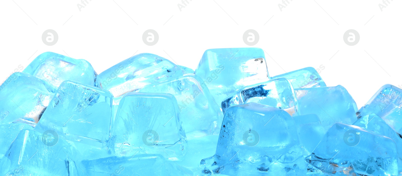Cubes of clear ice on white background Photo of Cubes of clear ice on white background