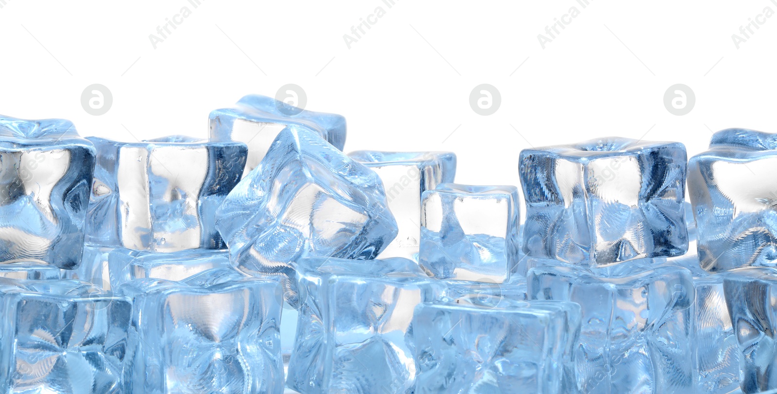 Cubes of clear ice on white background Photo of Cubes of clear ice on white background