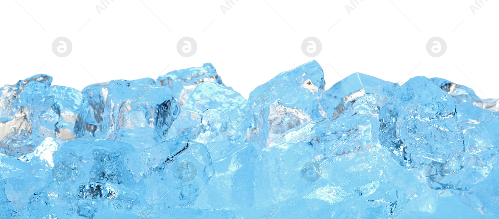 Cubes of clear ice on white background Photo of Cubes of clear ice on white background
