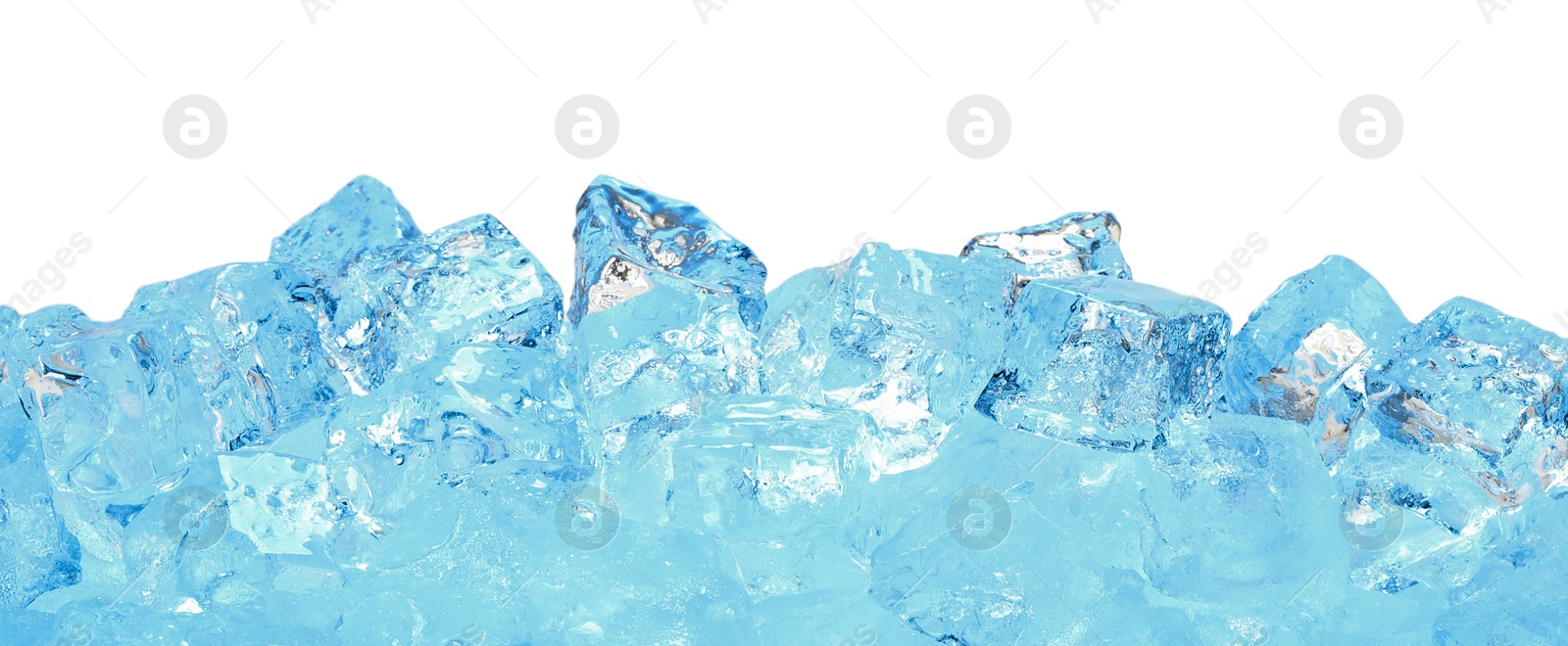 Cubes of clear ice on white background Photo of Cubes of clear ice on white background