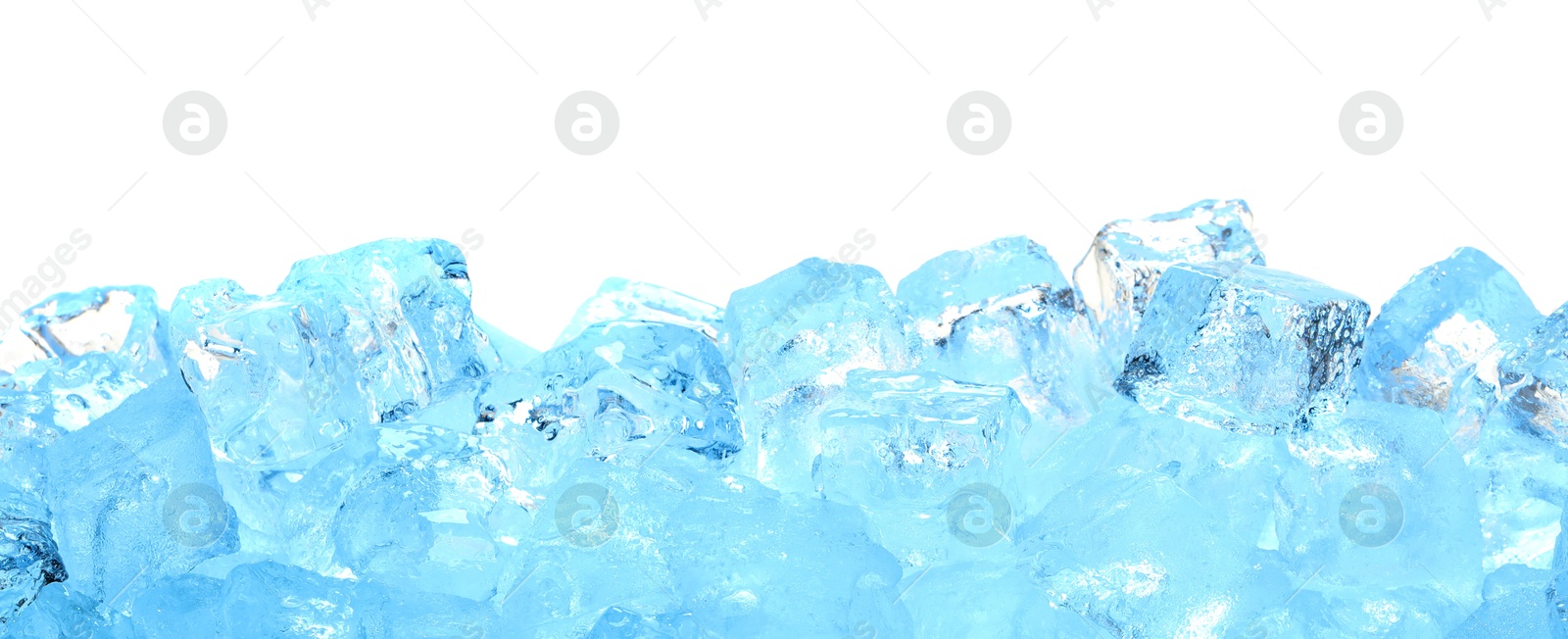 Cubes of clear ice on white background Photo of Cubes of clear ice on white background