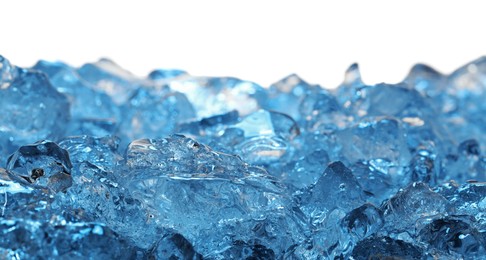 Photo of Cubes of clear ice on white background
