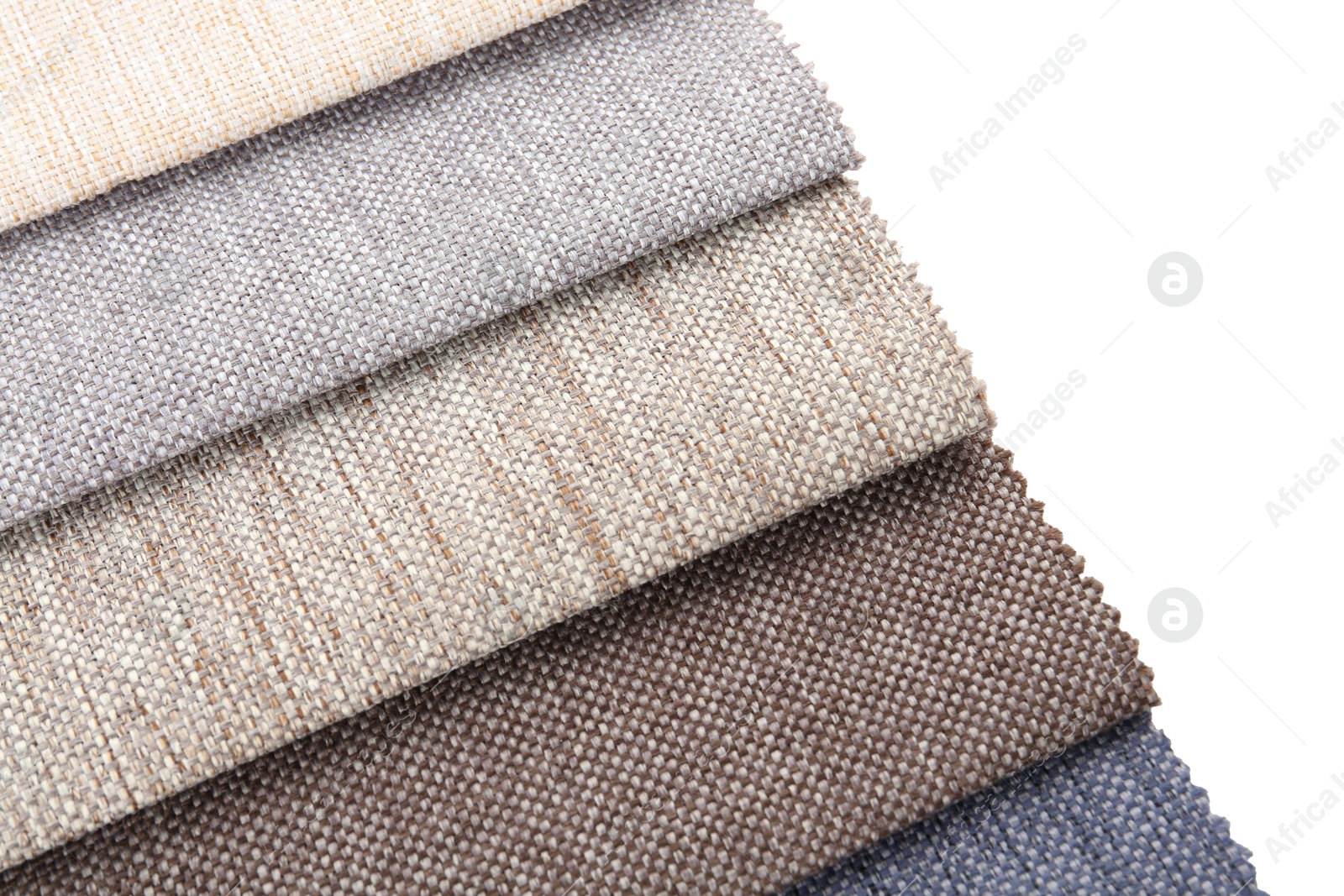 Samples of different fabrics isolated on white Photo of Samples of different fabrics isolated on white