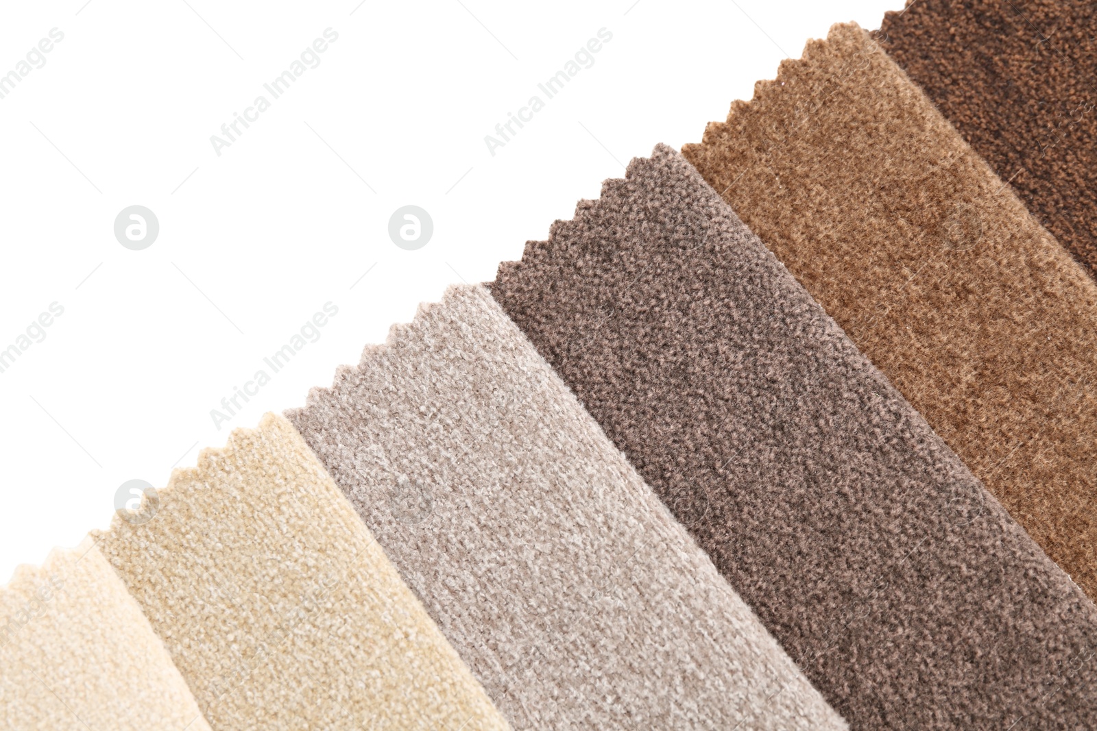 Samples of different fabrics isolated on white, top view Photo of Samples of different fabrics isolated on white, top view