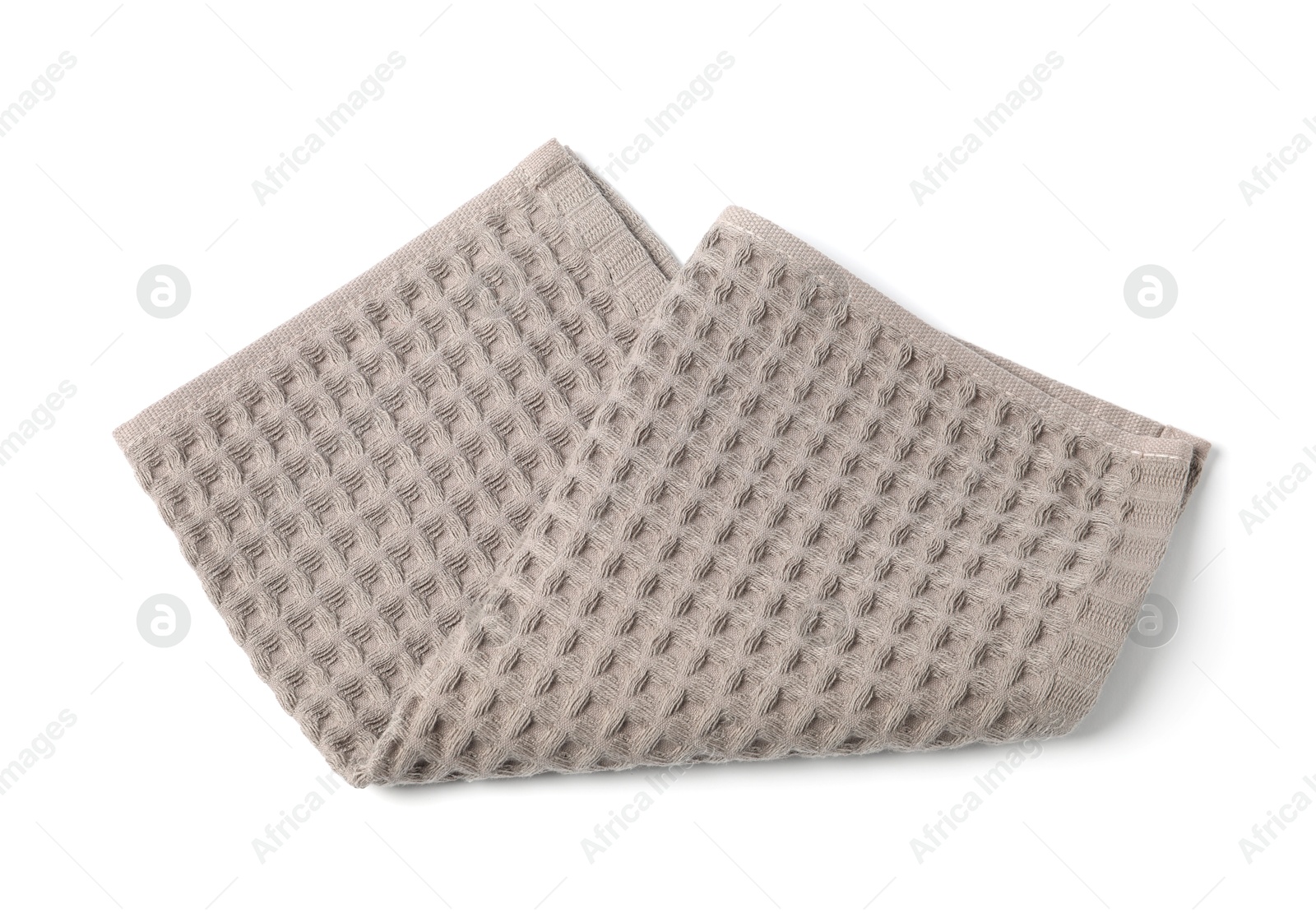 Clean brown waffle towel isolated on white, top view Photo of Clean brown waffle towel isolated on white, top view