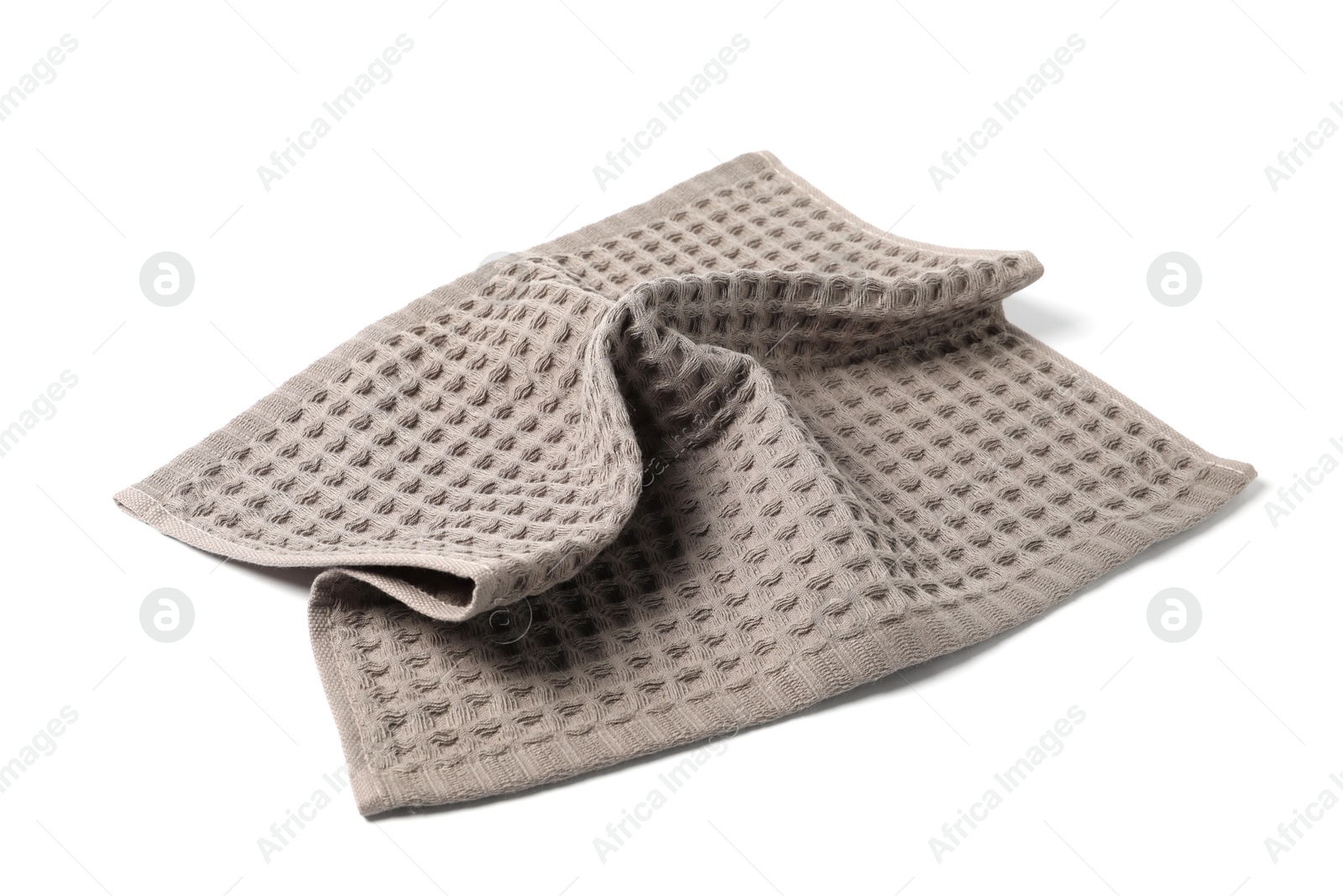 Clean brown waffle towel isolated on white Photo of Clean brown waffle towel isolated on white
