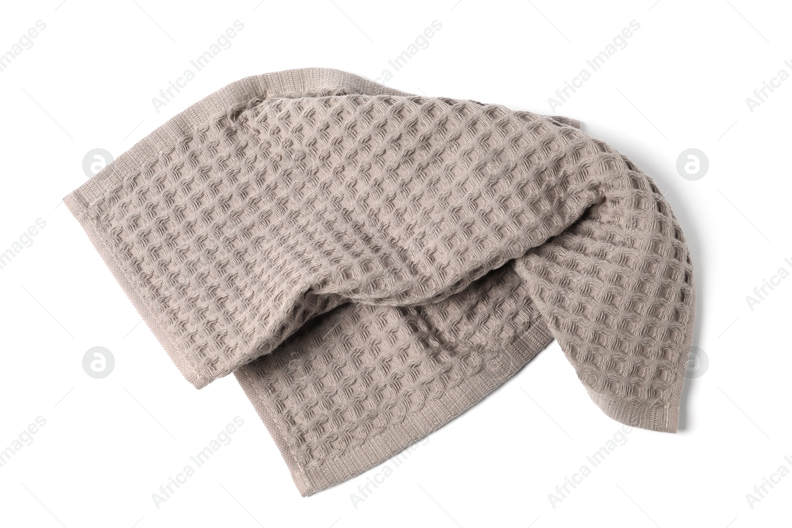Clean brown waffle towel isolated on white, top view Photo of Clean brown waffle towel isolated on white, top view