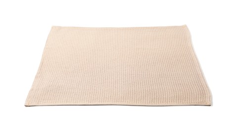 Photo of Clean beige waffle towel isolated on white