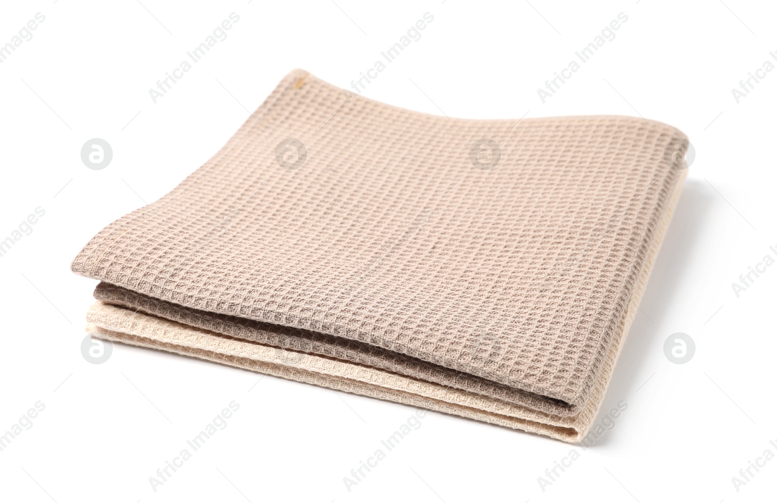 Two clean waffle towels isolated on white Photo of Two clean waffle towels isolated on white