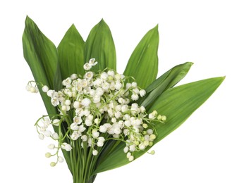 Photo of Bouquet of beautiful lily-of-the-valley isolated on white