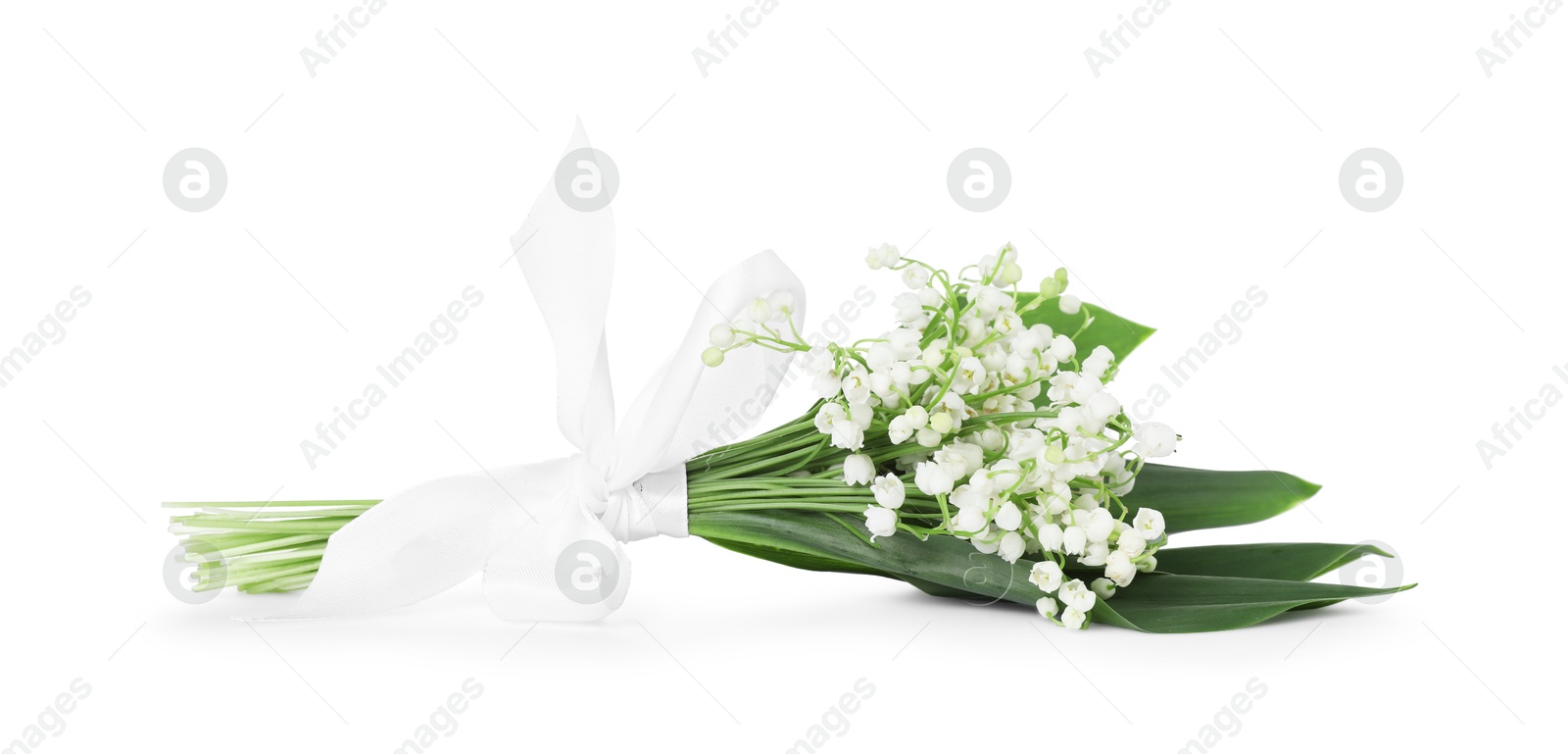 Bouquet of beautiful lily of the valley flowers isolated on white Photo of Bouquet of beautiful lily of the valley flowers isolated on white