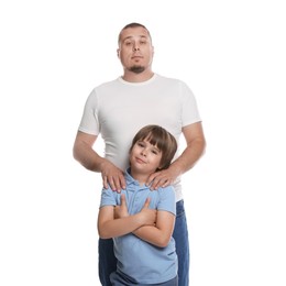 Photo of Father with his son on white background