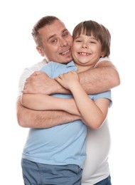 Photo of Father with his son on white background